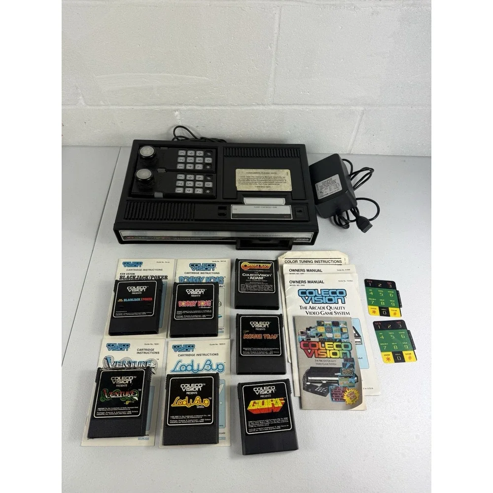 Vintage Lot Coleco Vision Console, Controllers, Games Tested And Works